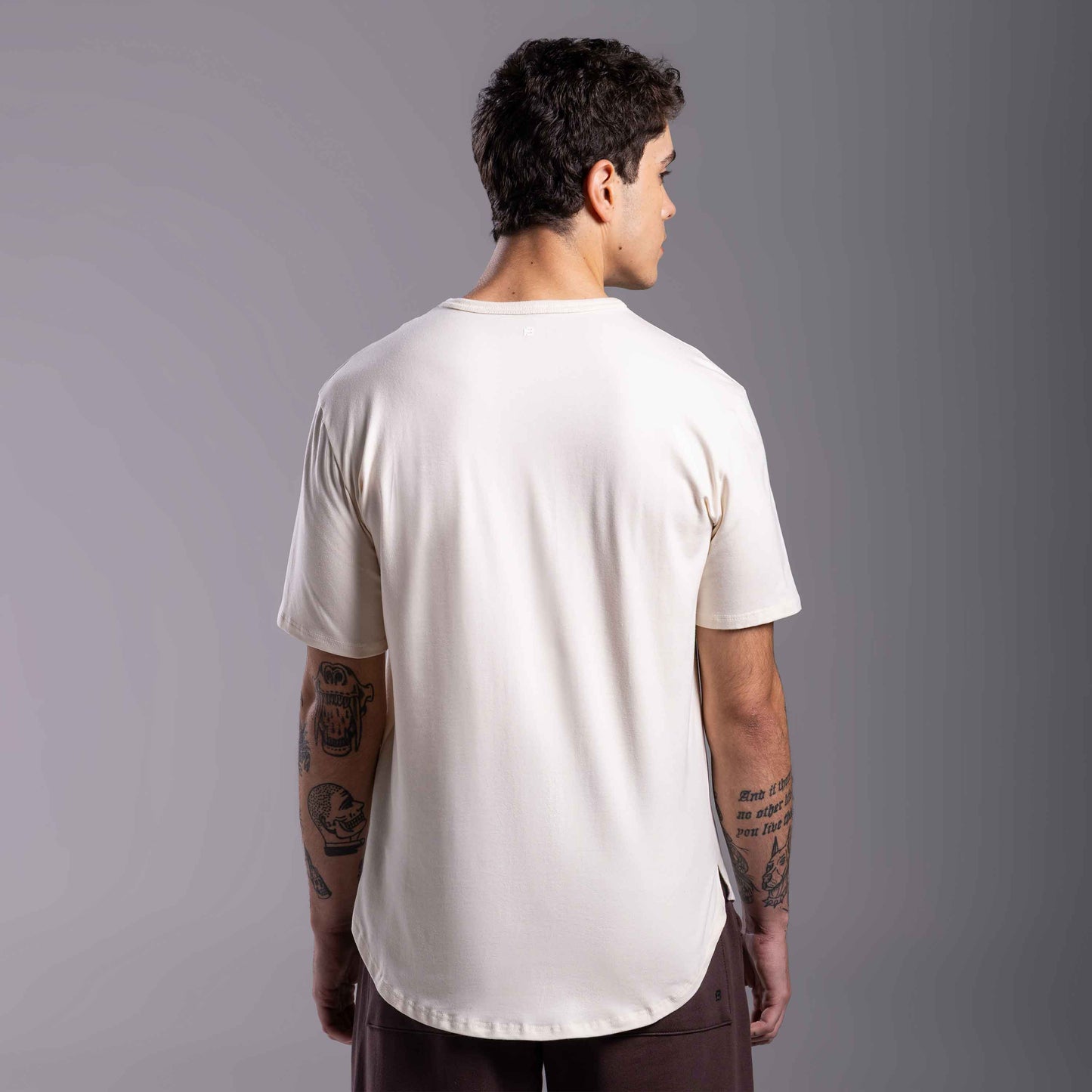 Tech T-Shirt Cotton Anti Odor Barra Arredondada Masculina - Off Vanilla