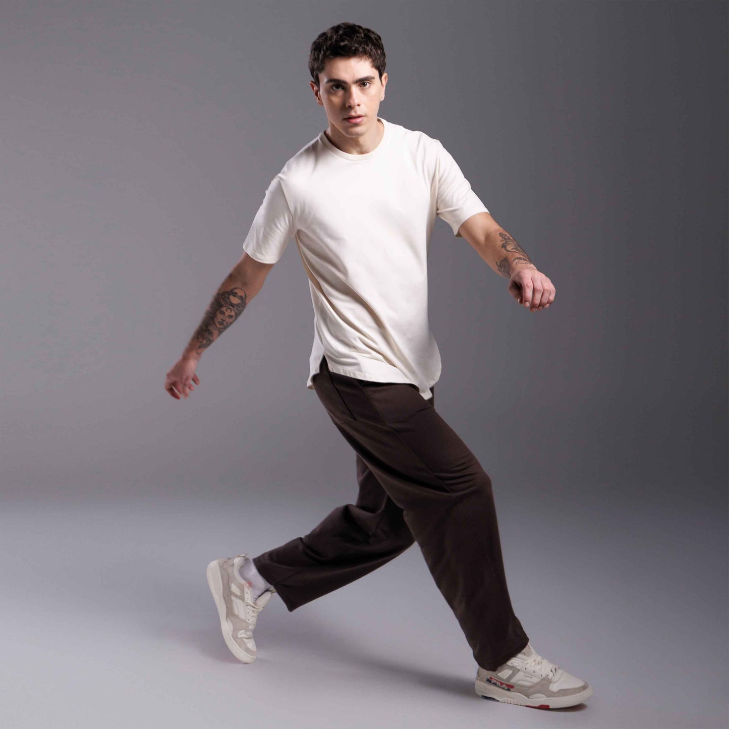 Tech T-Shirt Cotton Anti Odor Barra Arredondada Masculina - Off Vanilla