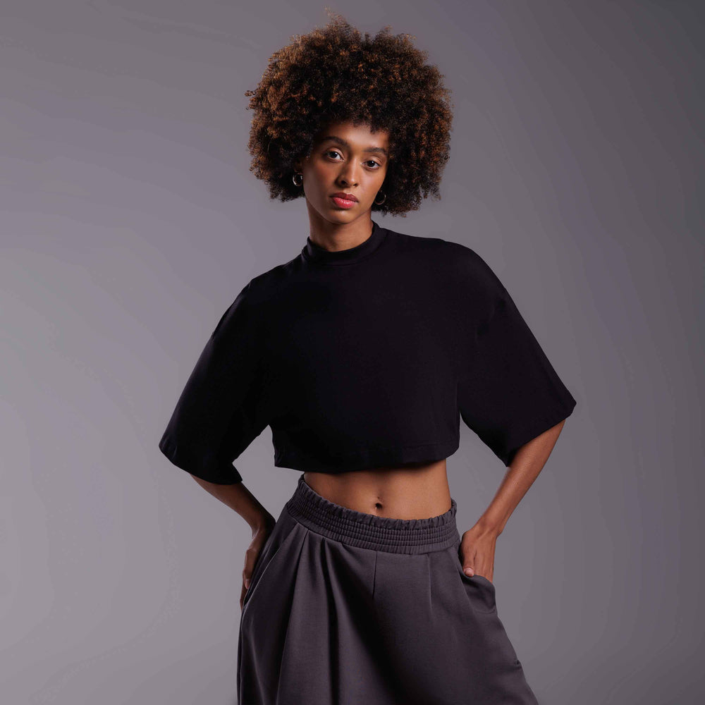 Tech T-Shit Cotton Anti Odor Boxy Feminina - Preto