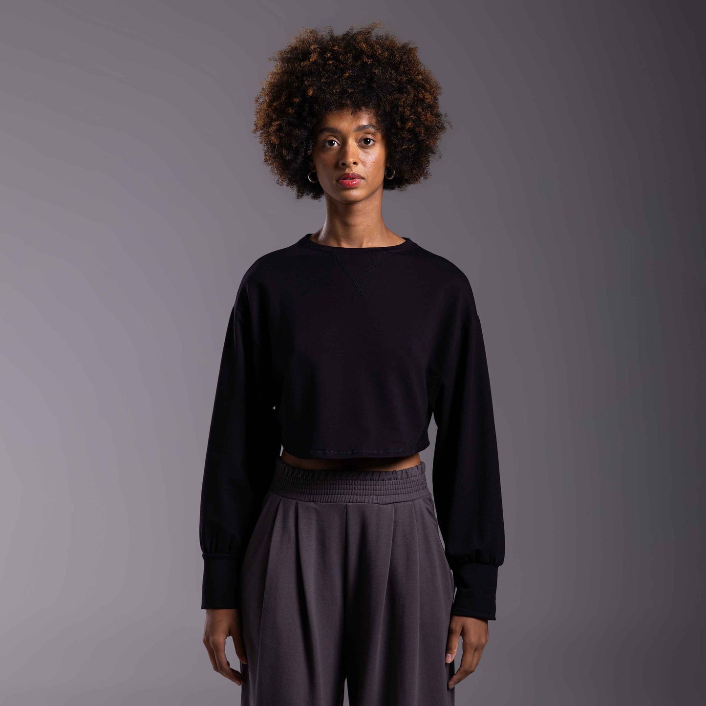 Blusão Cropped Moletom Stretch Tech NoLiquid Feminino - Preto