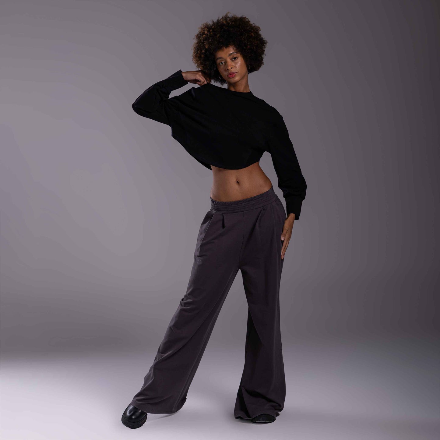 Blusão Cropped Moletom Stretch Tech NoLiquid Feminino - Preto