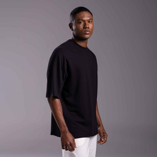 Tech T-Shirt Oversized Moletom Stretch NoLiquid Masculina - Preto