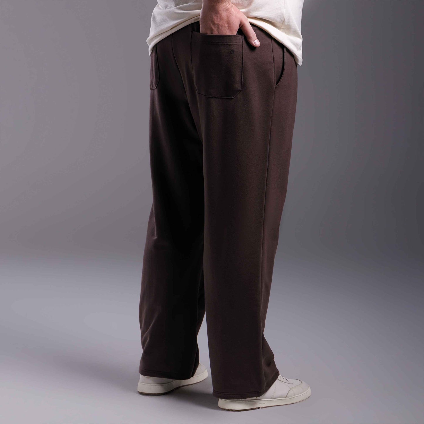 Calça Reta Moletom Tech Impermeável Plus Masculina - Marrom