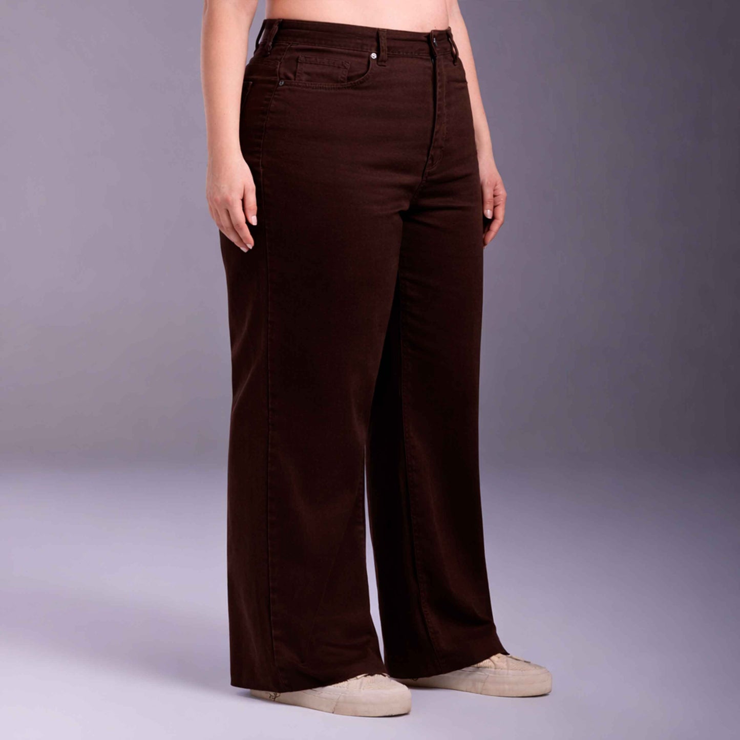 Calça Wide Tech Flex Feminina Plus Size - Marrom