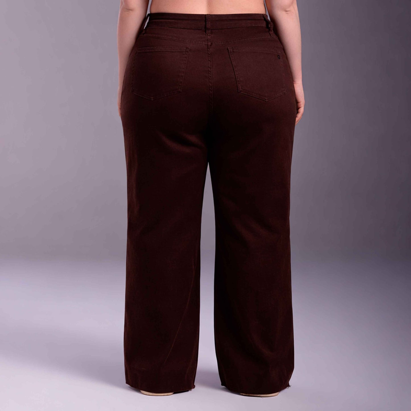 Calça Wide Tech Flex Feminina Plus Size - Marrom