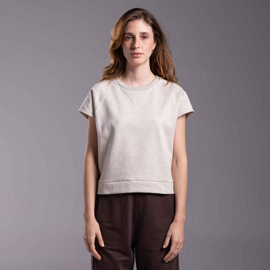 Tech T-Shirt Moletom Stretch NoLiquid Feminina - Vanilla Mescla