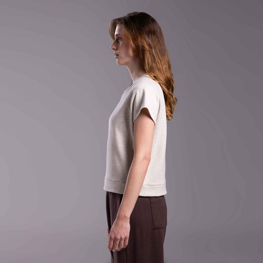 Tech T-Shirt Moletom Stretch NoLiquid Feminina - Vanilla Mescla