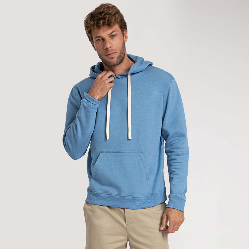 Blusão Moletom Com Capuz Masculino - Azul Celeste