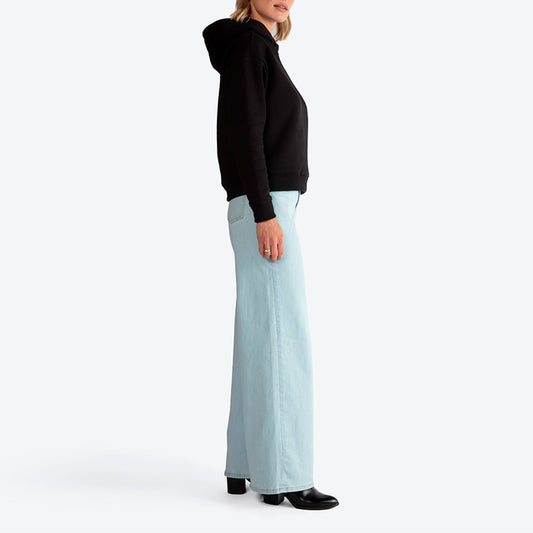 Blusão Moletom Flanelado Capuz Feminino - Preto