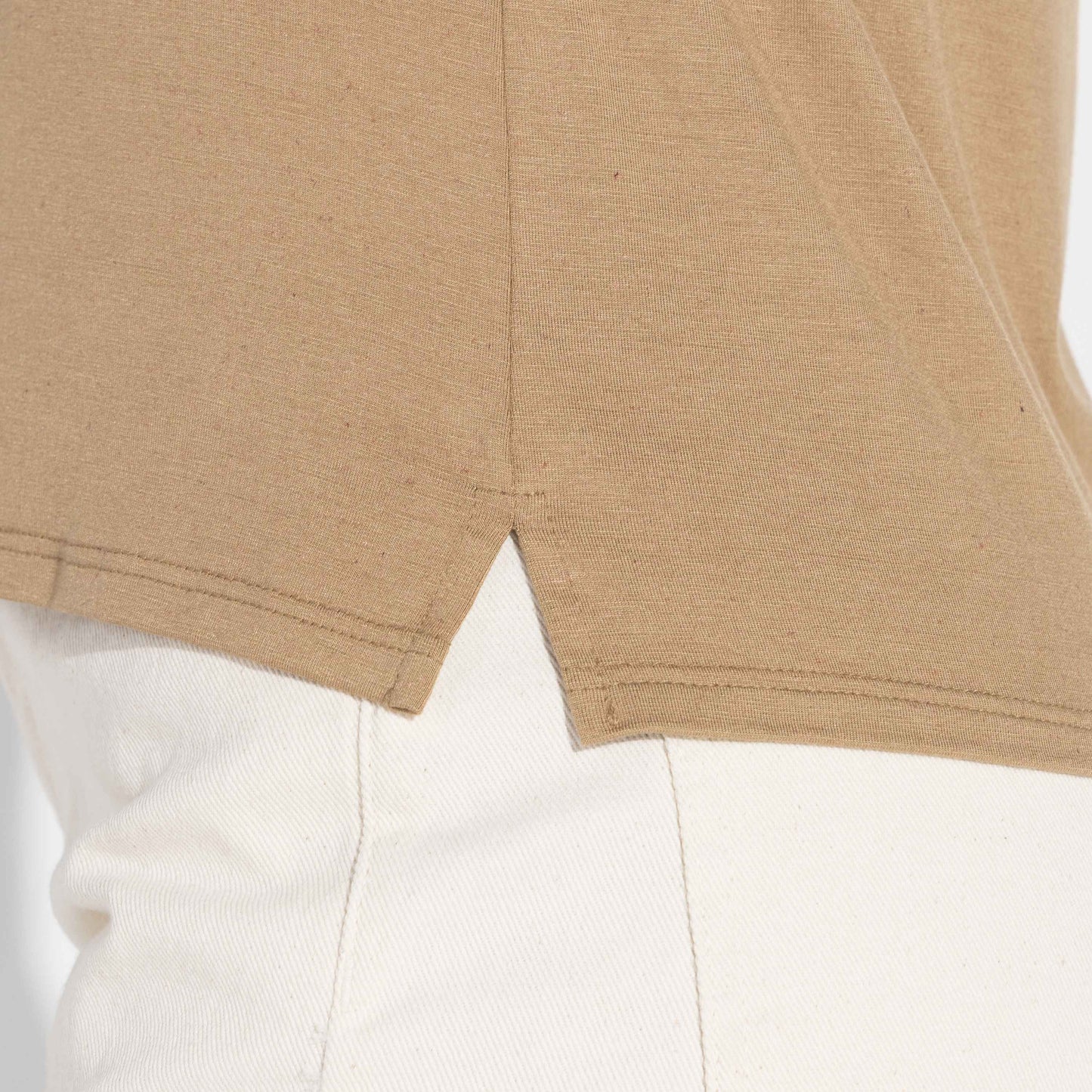 Camiseta Blend Linho Muscle Feminina - Bege Pastel