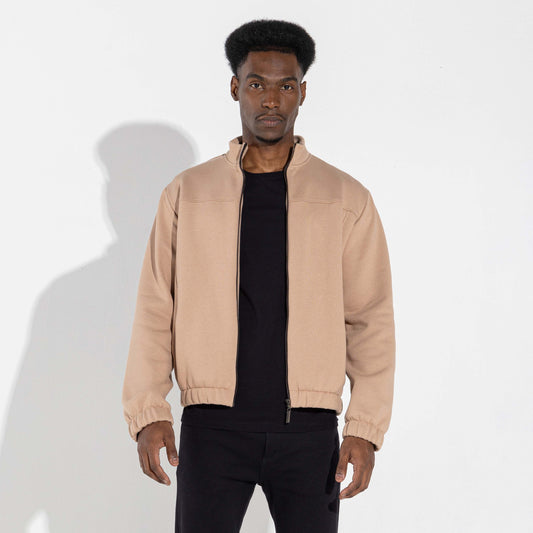 Jaqueta Moletom Flanelado Masculino - Bege Camel