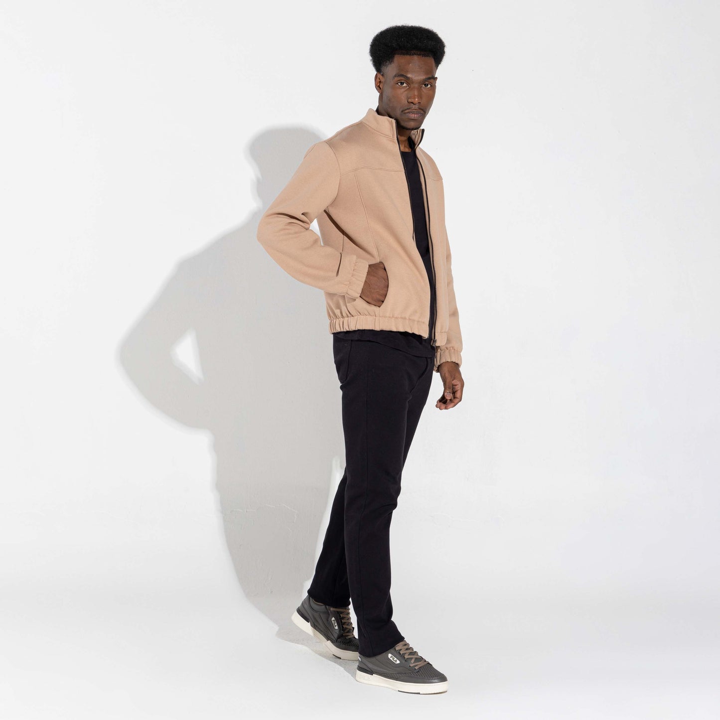 Jaqueta Moletom Flanelado Masculino - Bege Camel