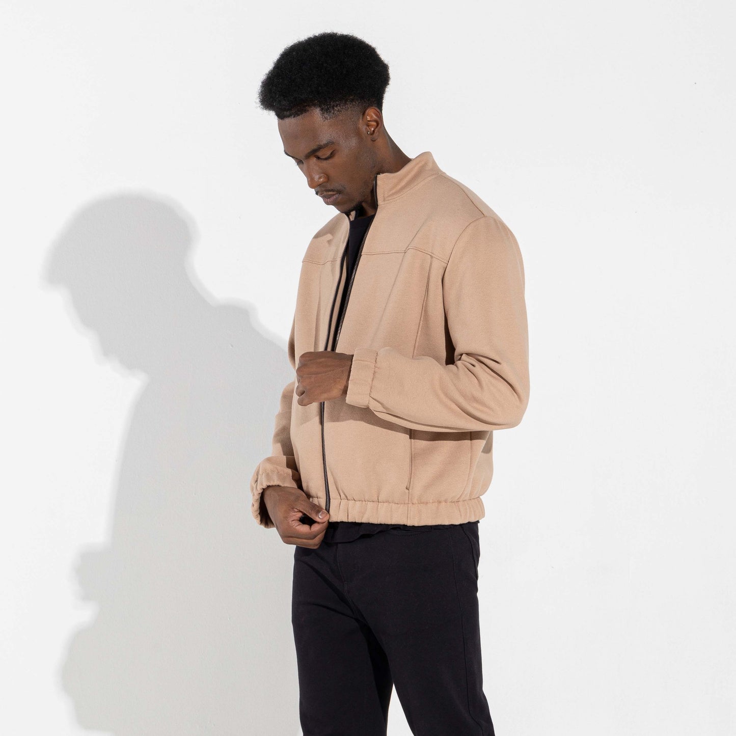 Jaqueta Moletom Flanelado Masculino - Bege Camel