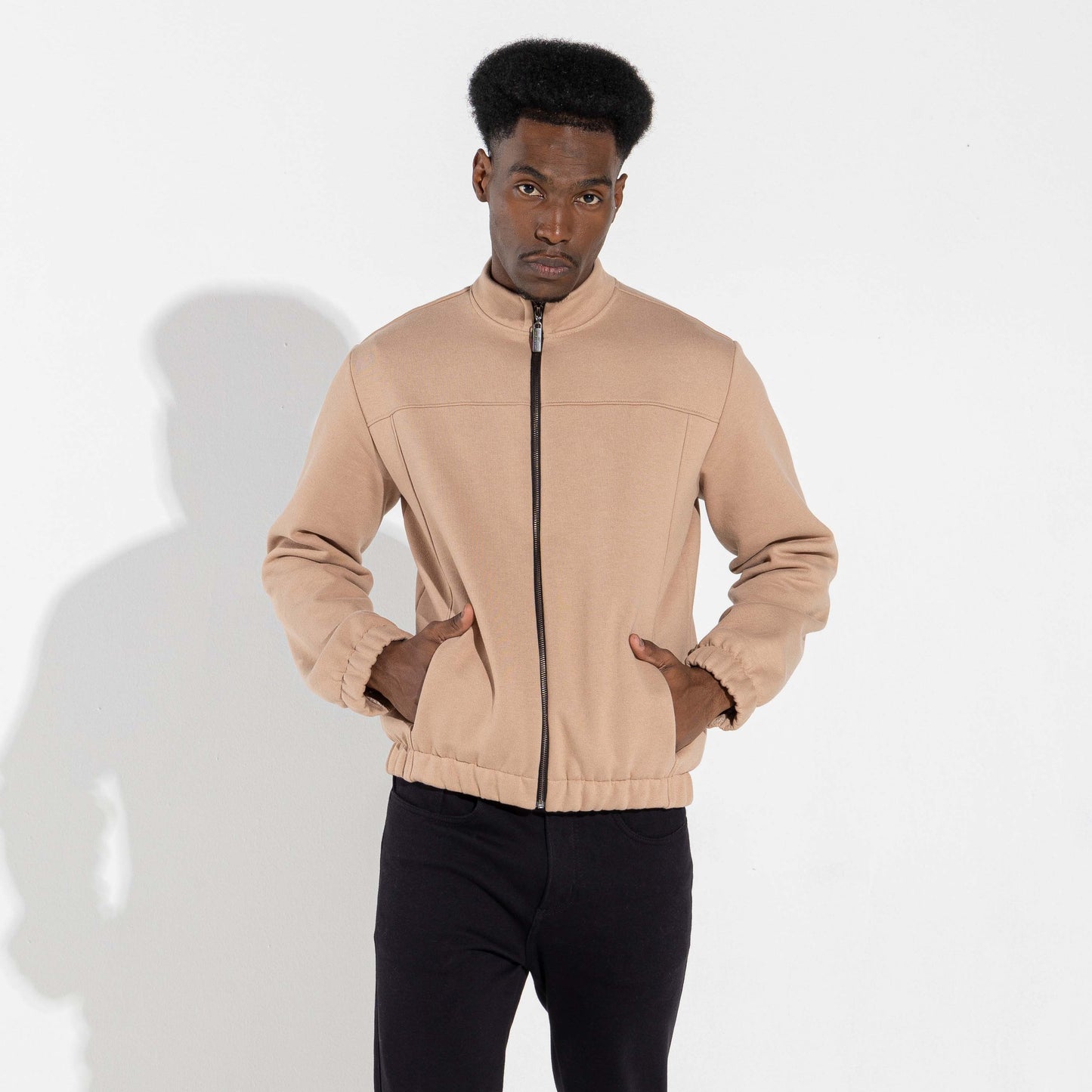 Jaqueta Moletom Flanelado Masculino - Bege Camel