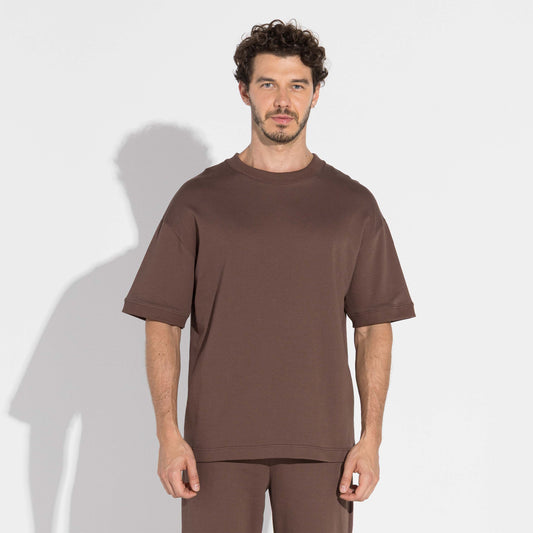 Camiseta Moletom Premium Masculina - Marrom Macchiato