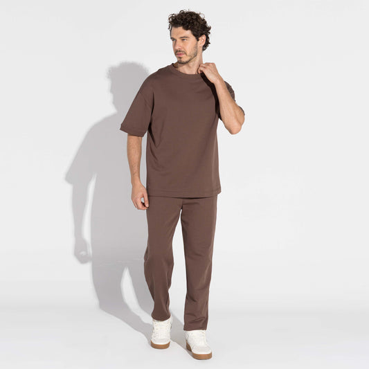 Camiseta Moletom Premium Masculina - Marrom Macchiato