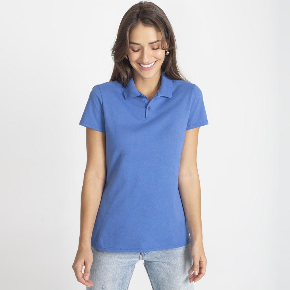 Camisa polo azul claro fashion feminina