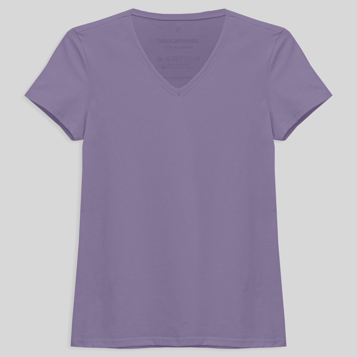 Camiseta Slim Gola V Feminina - Lilás