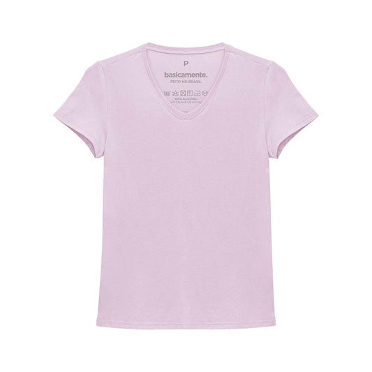 Camiseta Slim Gola V Feminina - Lilás Lavanda