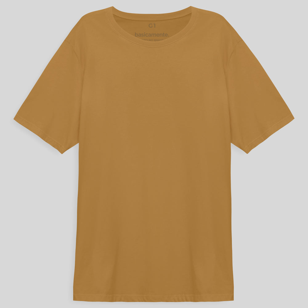 Camiseta Básica Plus Masculina - Ocre