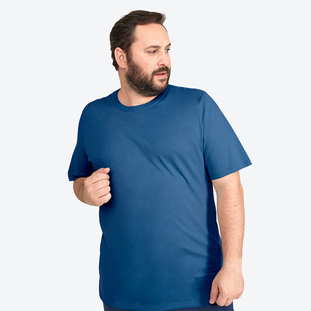 Camiseta Básica Plus Masculina - Azul Indigo