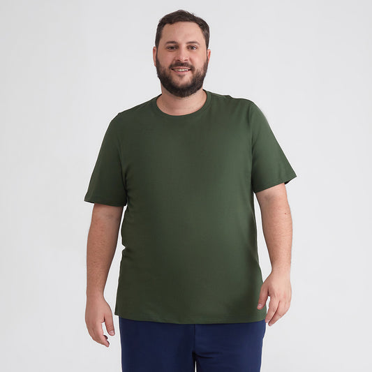 Camiseta Básica Plus Masculina - Verde Selva