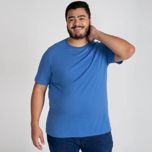 Camiseta Básica Plus Masculina - Azul Oceano
