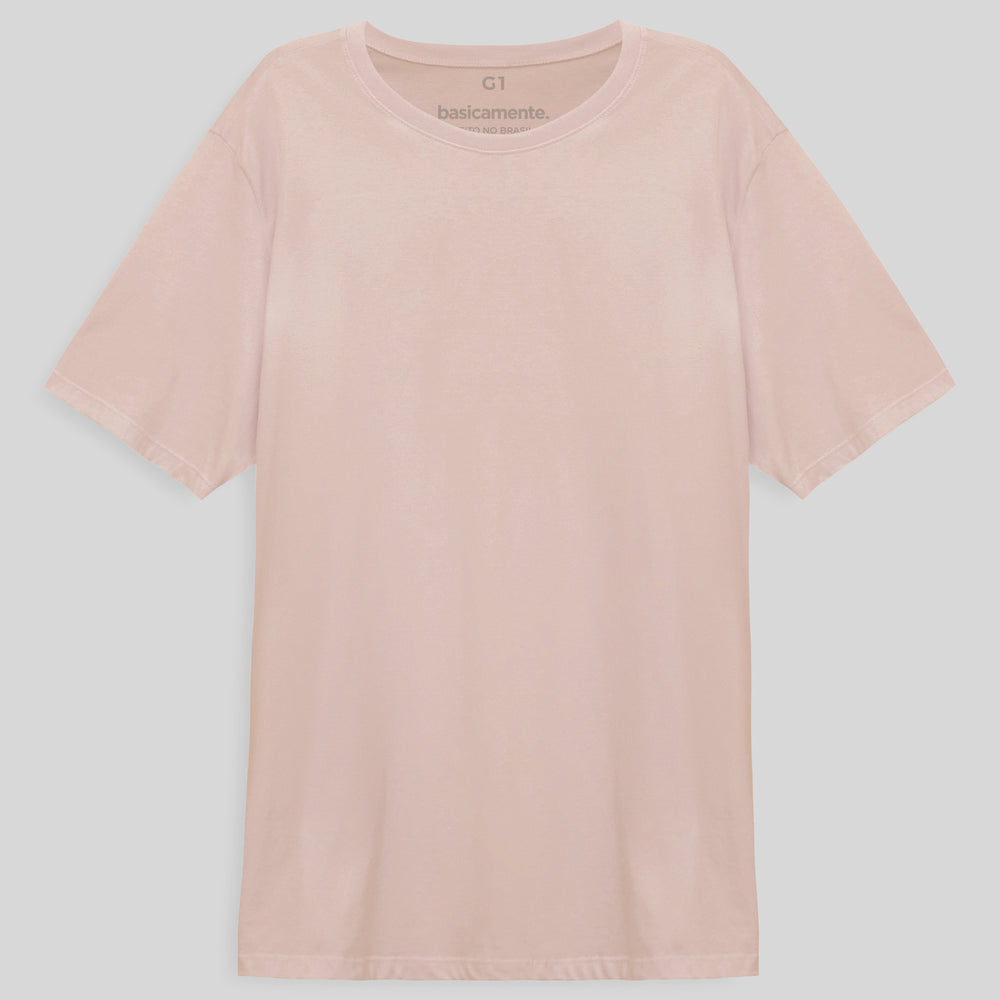 Camiseta Básica Plus Masculina - Rosa Pastel