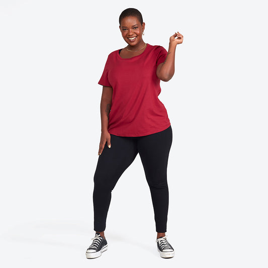 Camiseta Cotton Slim Gola C Plus Feminino - Marsala