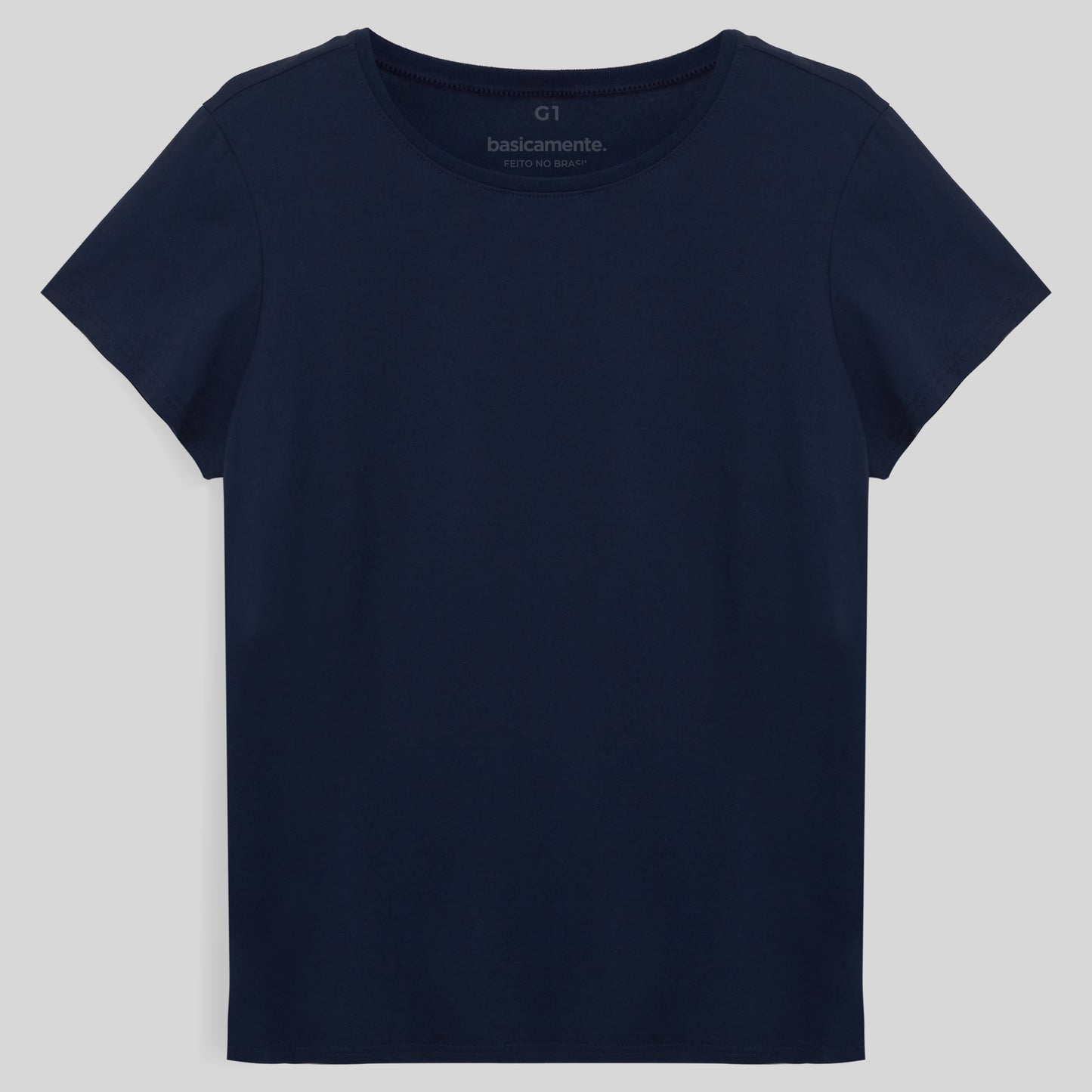Camiseta Babylook Algodão Premium Plus Feminina - Azul Marinho