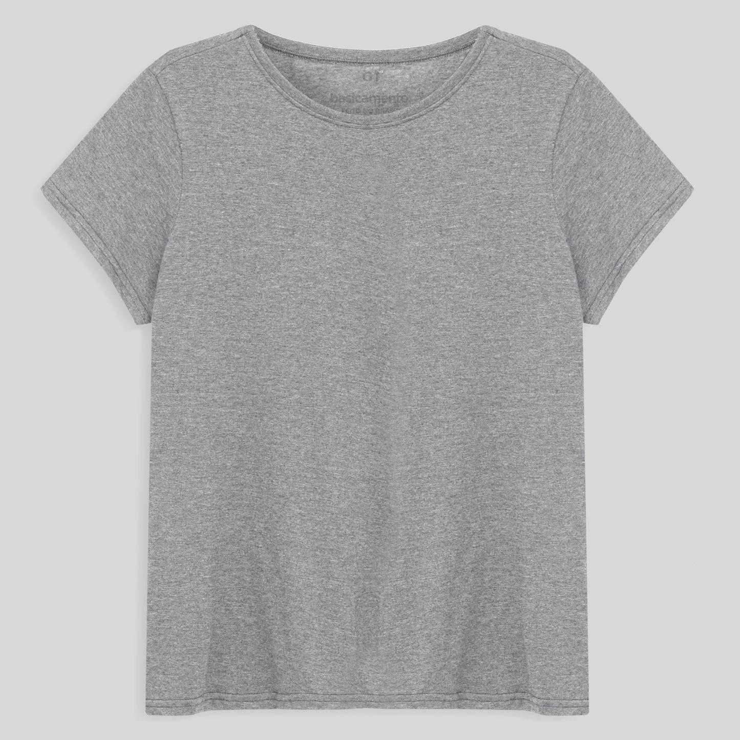 Camiseta Babylook Algodão Premium Plus Feminina - Mescla Claro