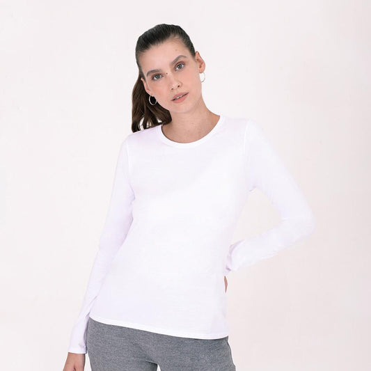 Camiseta Slim Manga Longa Feminina - Branco