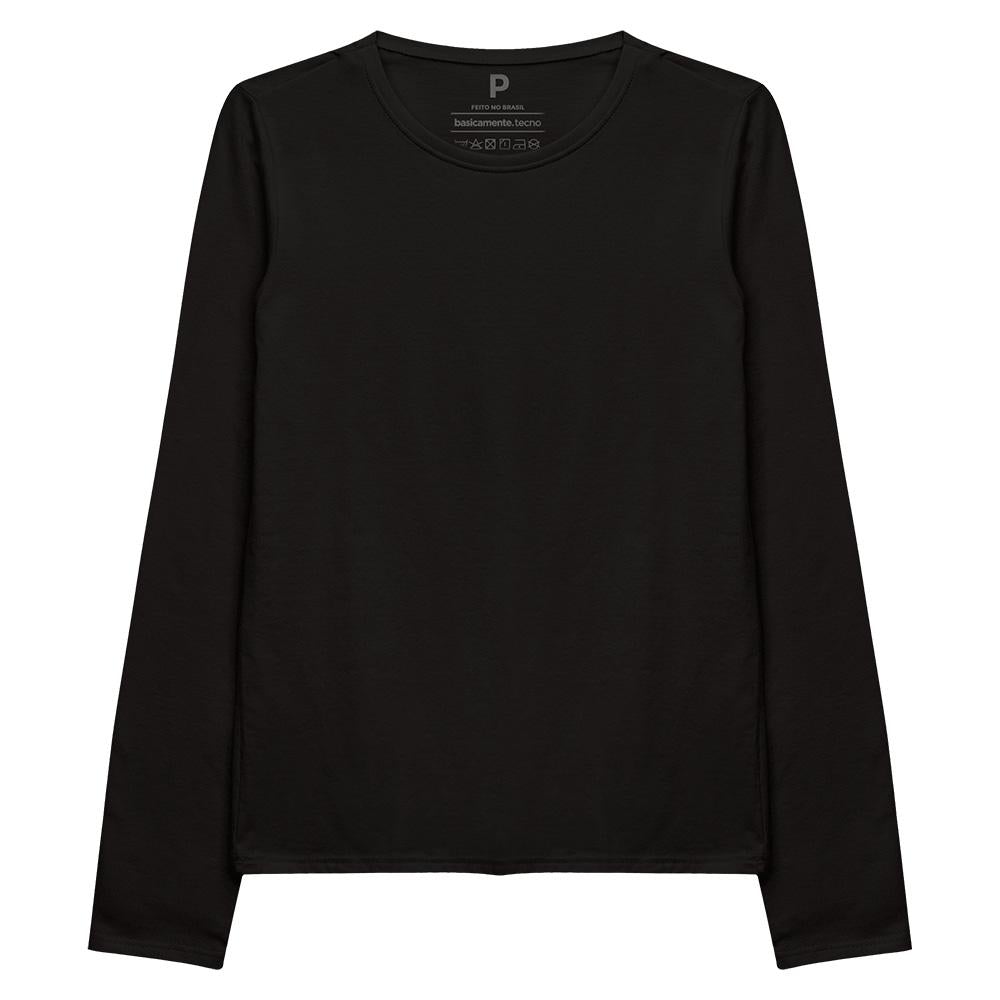 Camiseta Slim Manga Longa Feminina - Preto
