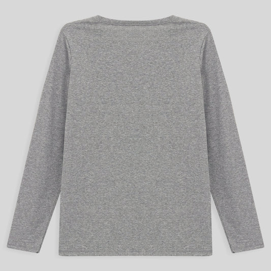 Camiseta Algodão Premium Manga Longa Plus Feminina - Mescla Claro
