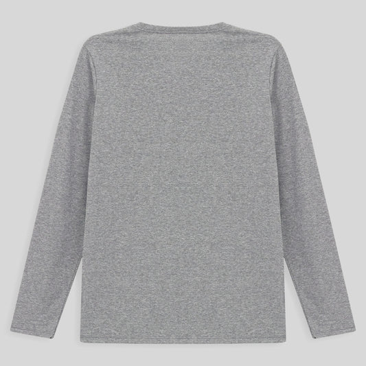 Camiseta Slim Gola V Manga Longa Plus Feminina - Mescla Claro
