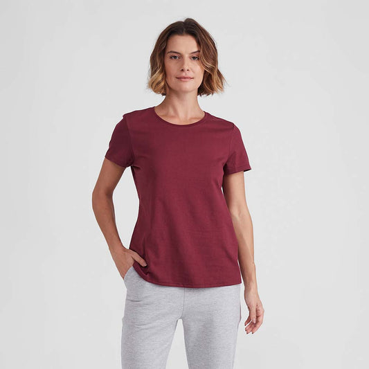 Camiseta Básica Feminina - Vermelho Vinho