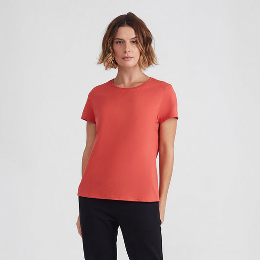 Camiseta Básica Feminina - Laranja Coral