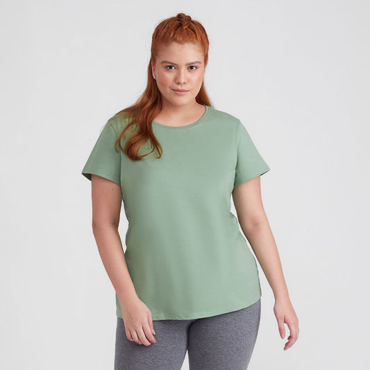 Camiseta Básica Plus Feminina - Verde Jade
