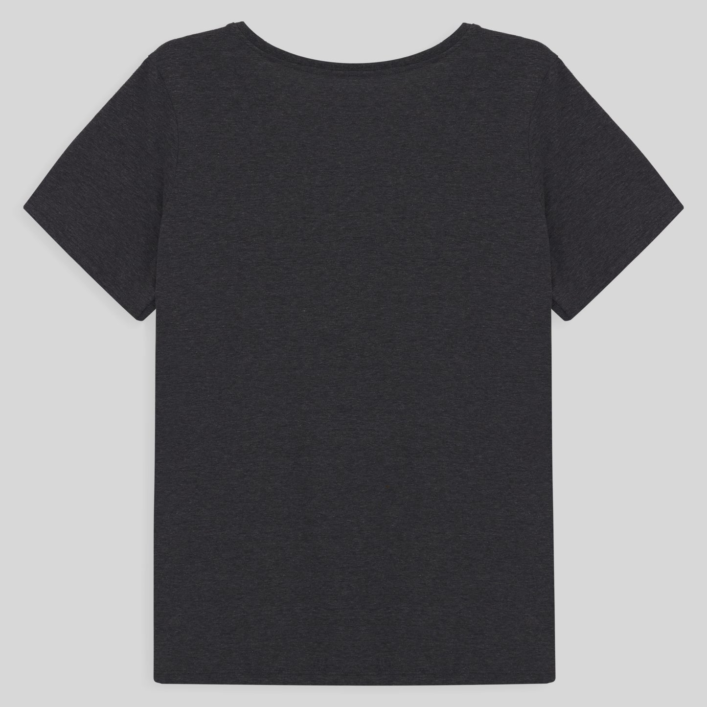 Camiseta Básica Gola V Plus Feminina - Mescla Escuro