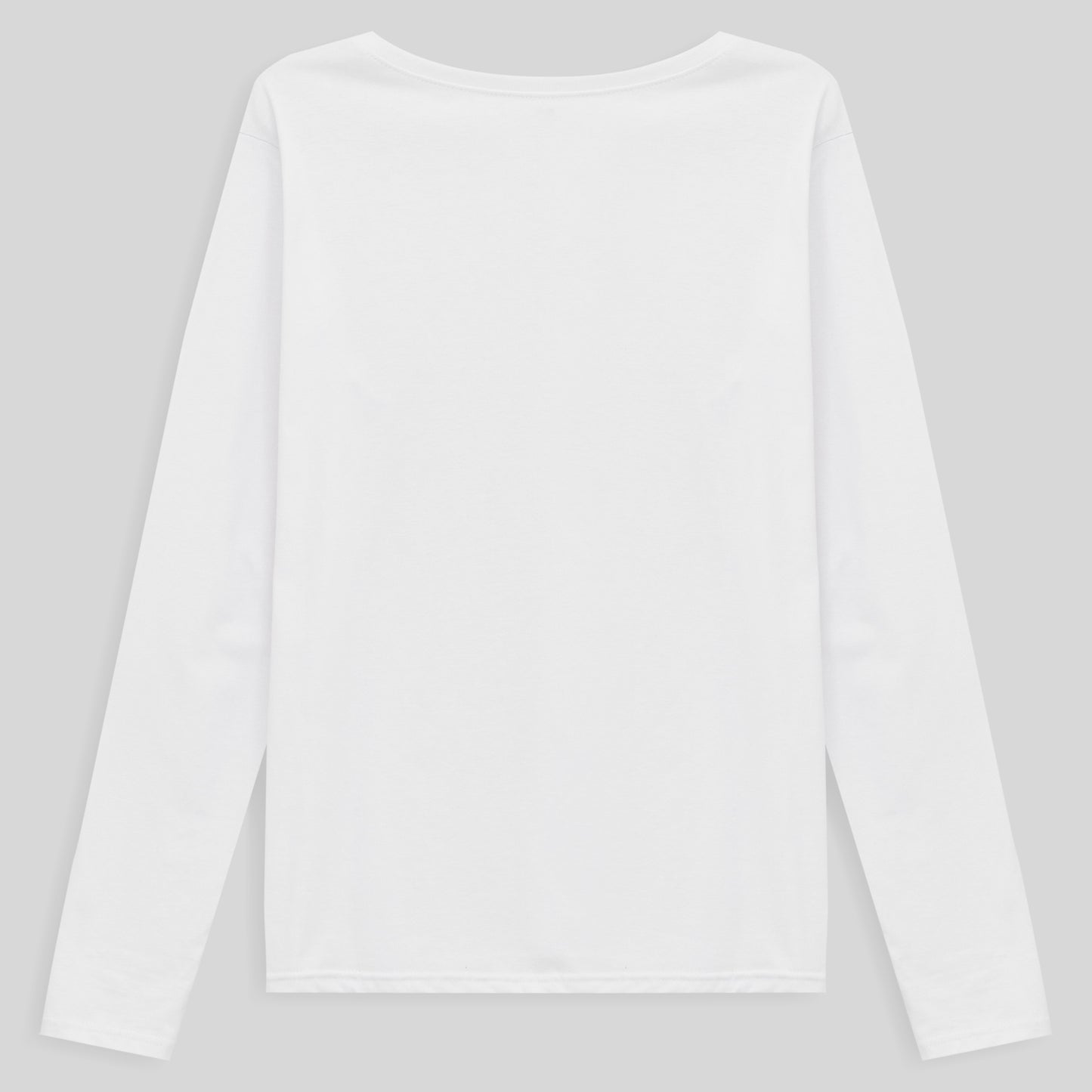 Camiseta Babylook Algodão Premium Manga Longa Gola V Plus Feminina - Branco