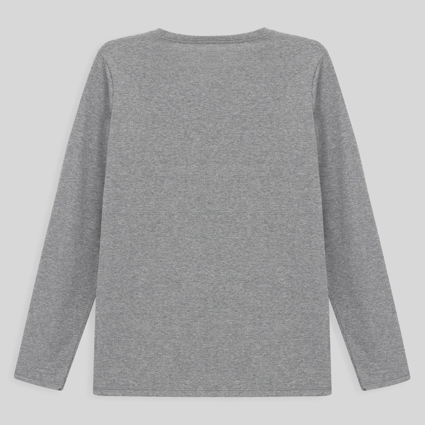 Camiseta Babylook Algodão Premium Manga Longa Gola V Plus Feminina - Mescla Claro