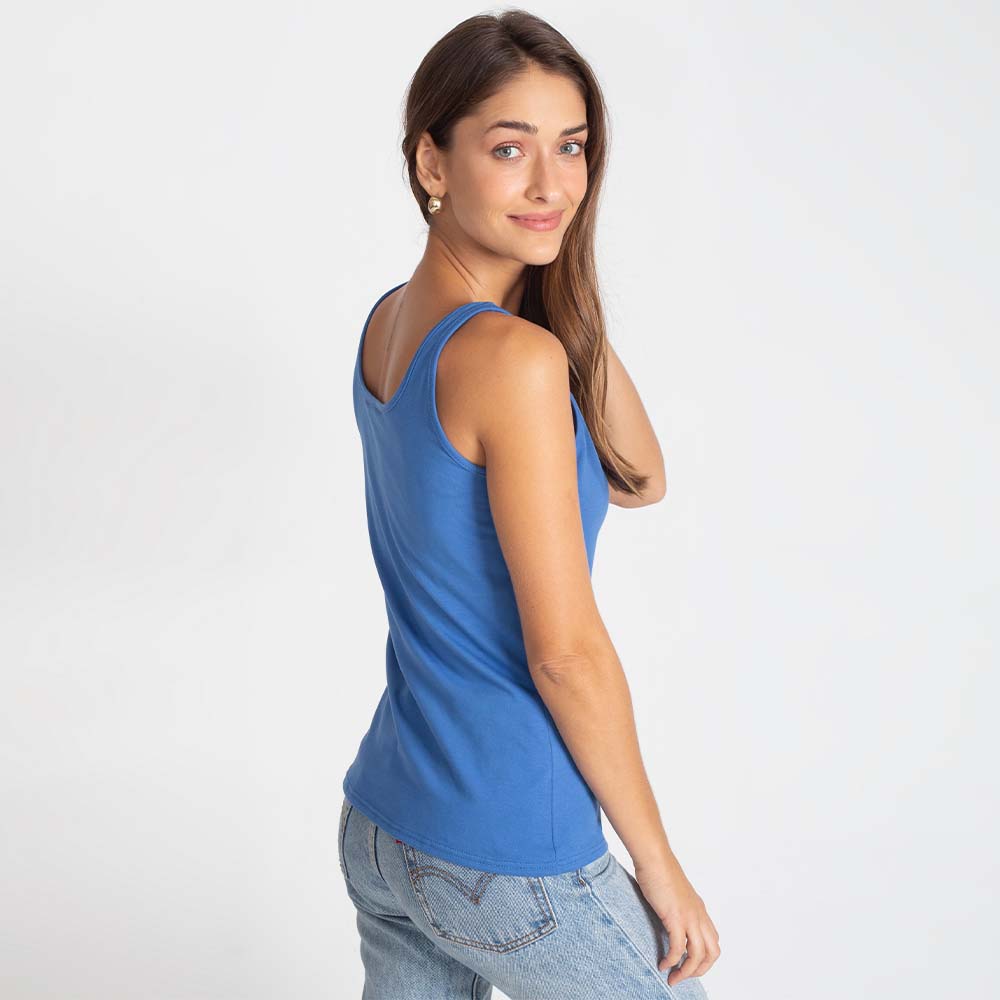 Regata Decote Quadrado Feminina - Azul Oceano