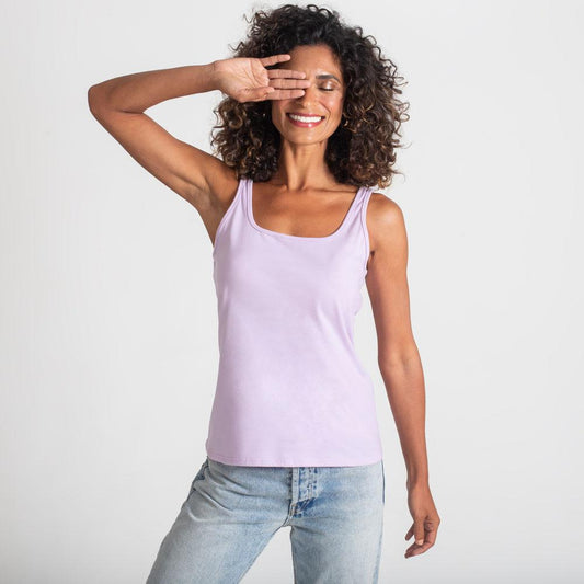 Regata Decote Quadrado Feminina - Lilás Lavanda