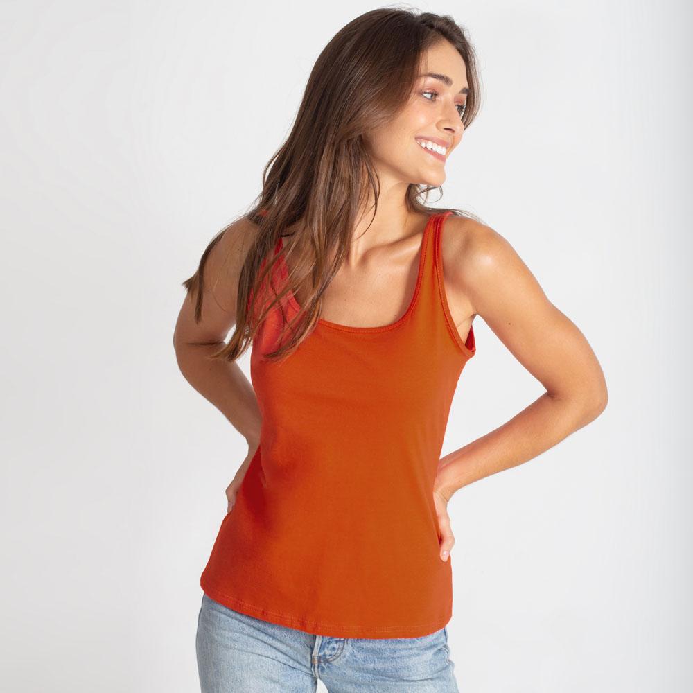 Regata Decote Quadrado Feminina - Tangerina