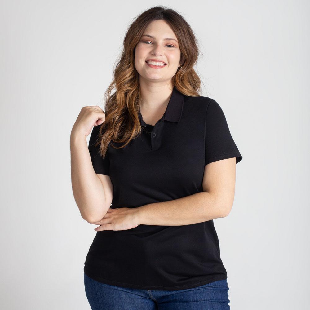 Camisa Polo Algodão Premium Plus Feminino - Preto