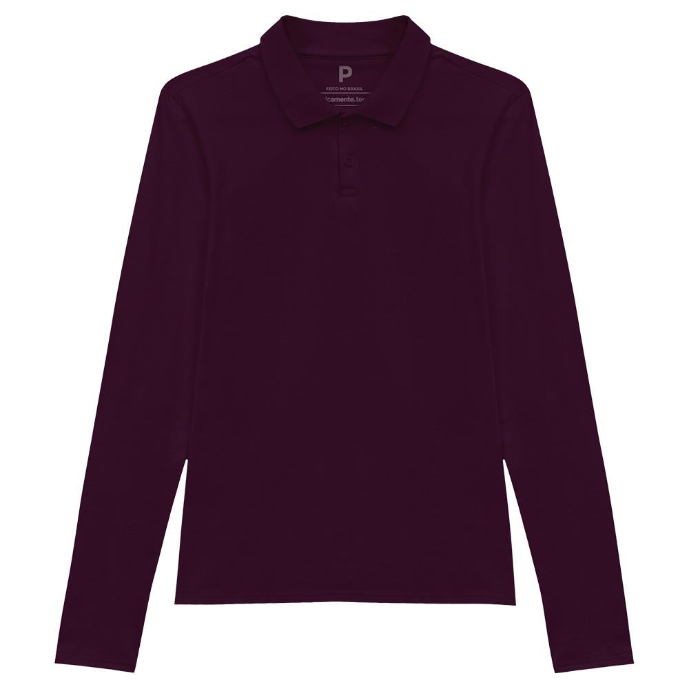 Camisa Polo Manga Longa Feminina - Wine