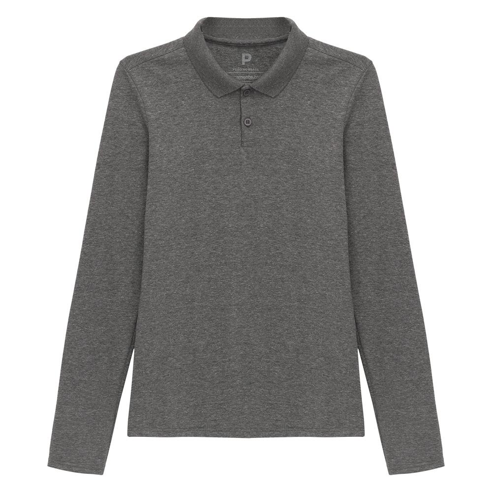 Camisa Polo Manga Longa Feminina - Mescla Escuro