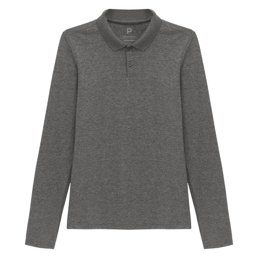 Camisa Polo Manga Longa Feminina - Mescla Escuro