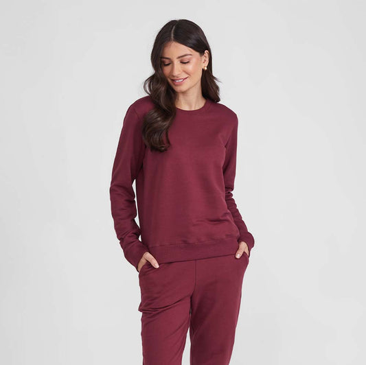 Blusão Moletom Flanelado Feminino - Vermelho Vinho