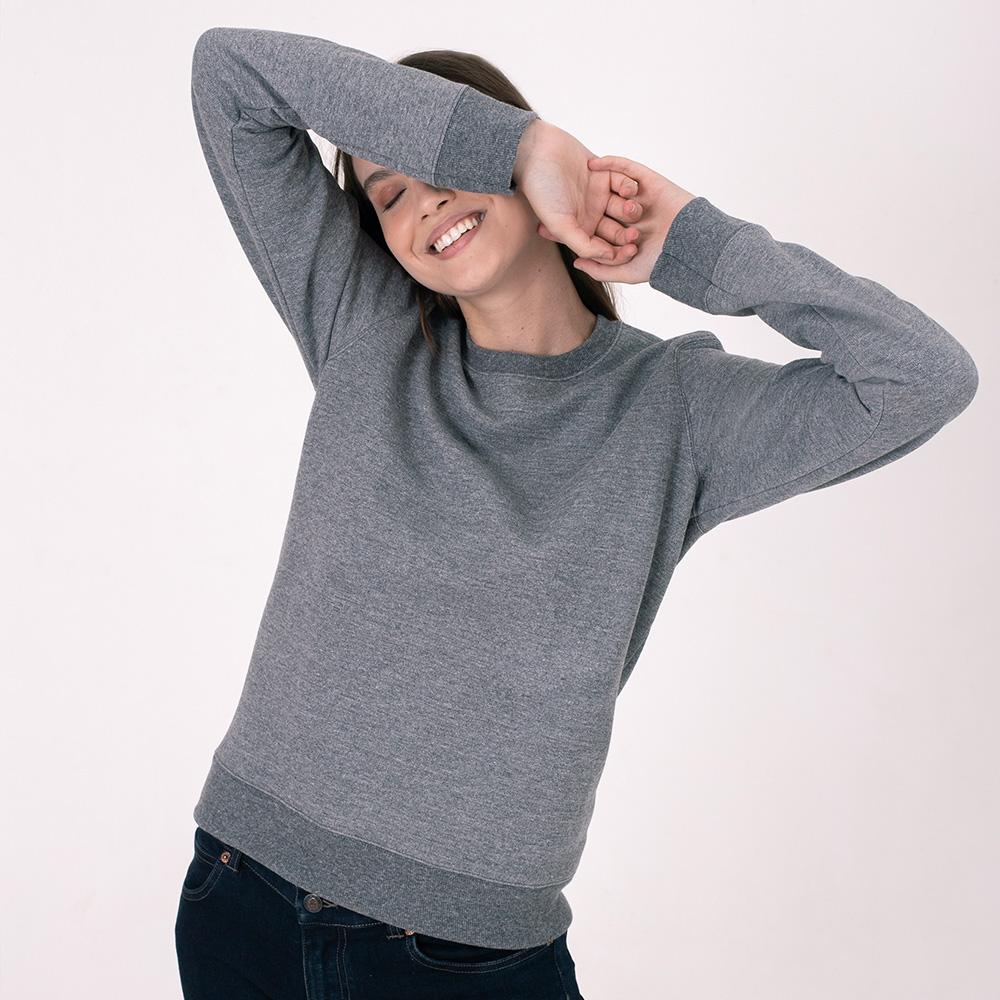 Blusão Moletom Flanelado Feminino - Mescla Escuro